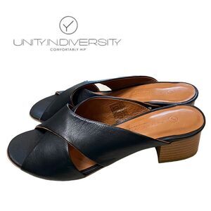 UNITY IN DIVERSITY Erica 02 Women's Black Leather Slide Sandals 38 7.5